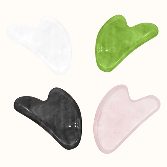Gua Sha massagesten hjärta i jade eller rosenkvarts