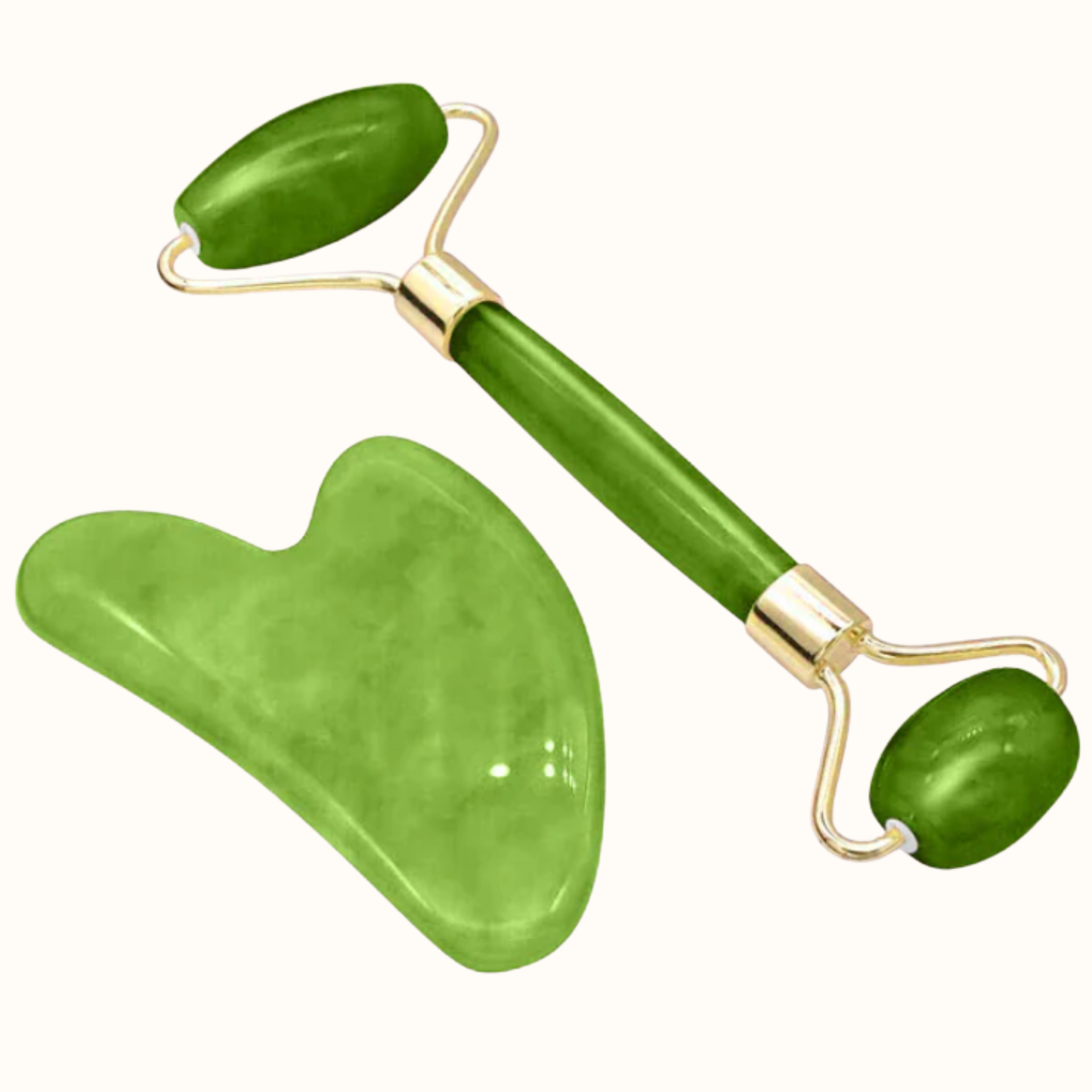 Gua Sha Set med Jade Roller och Gua Sha massagesten